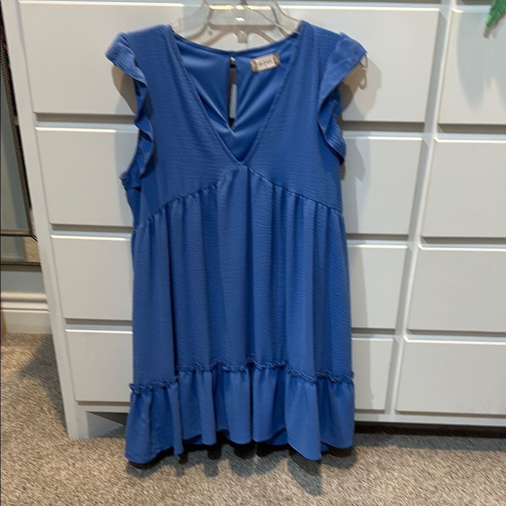 Altar'd State Blue Ruffle Dress